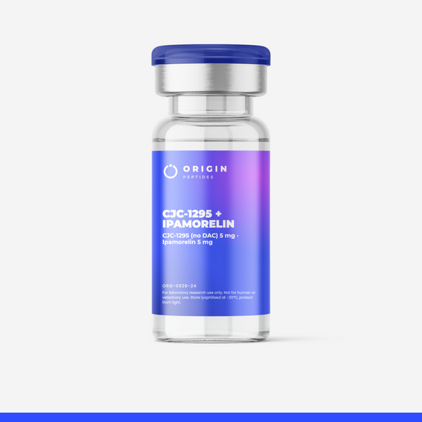 Origin Peptides CJC-1295 + Ipamorelin 10mg Vial, product vial on white