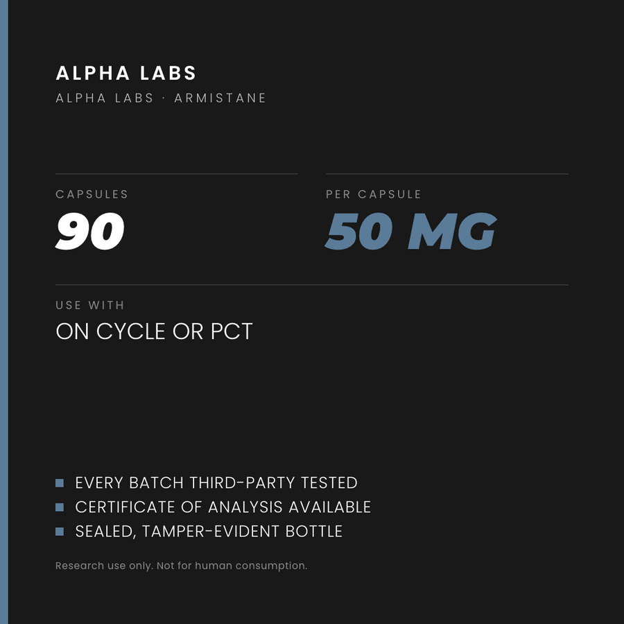 Alpha Labs Armistane 50mg 90 Capsules - specification card