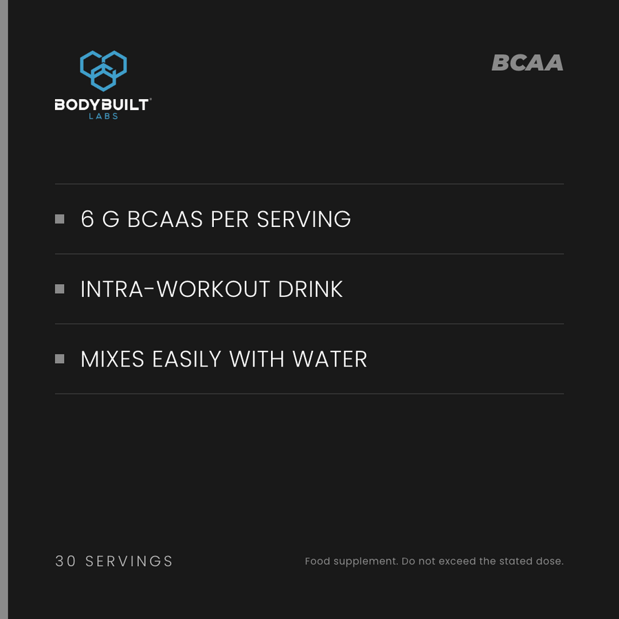 Bodybuilt Labs BCAA 30 Servings - benefits card