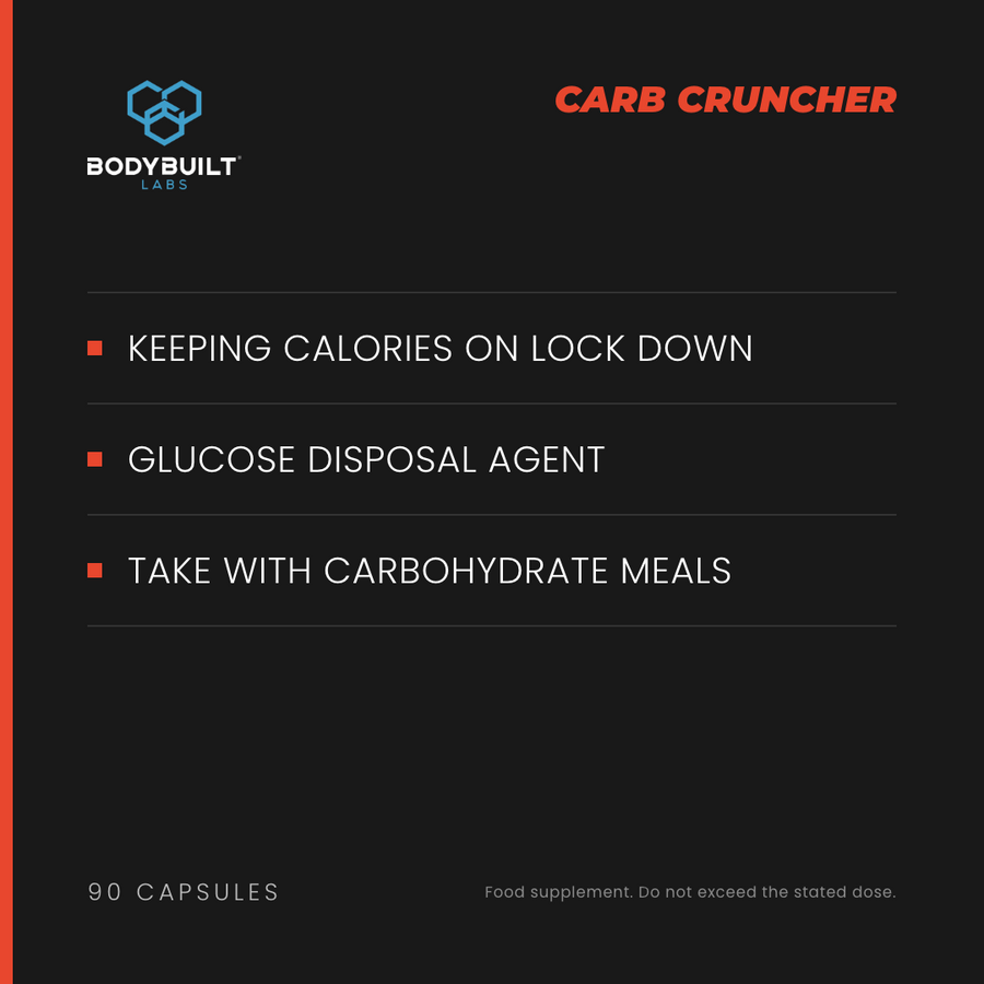 Bodybuilt Labs Carb Cruncher 90 Capsules - benefits card