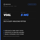 Origin Peptides DSIP 5mg Vial, format, contents and storage card
