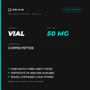 Origin Peptides GHK-Cu 50mg Vial, format, contents and storage card