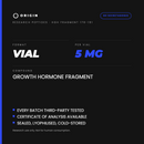Origin Peptides HGH Fragment 176-191 5mg Vial, format, contents and storage card