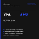 Origin Peptides Ipamorelin 5mg Vial, format, contents and storage card