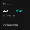 Origin Peptides KPV 10mg Vial, format, contents and storage card