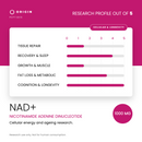 Origin Peptides NAD+ 1000mg Vial, research profile card scored out of 5