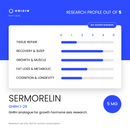 Origin Peptides Sermorelin 5mg Vial, research profile card scored out of 5