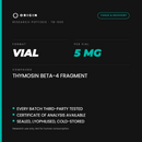 Origin Peptides TB-500 5mg Vial, format, contents and storage card
