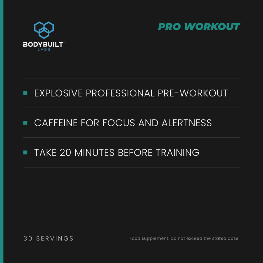 Bodybuilt Labs Pro Workout 30 Servings - benefits card