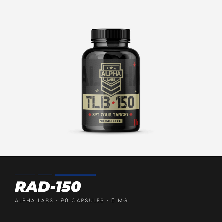 Alpha Labs TLB-150 RAD-150 5mg 90 Capsules - product bottle with label