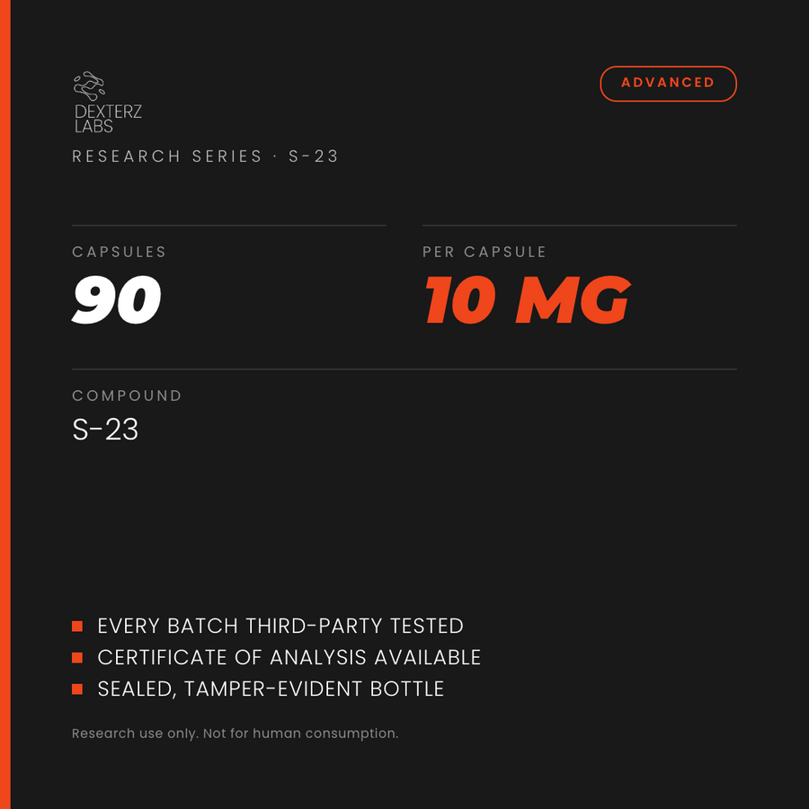 Dexterz Labs S23 10mg 90 Capsules - specification card