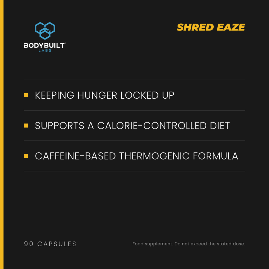 Bodybuilt Labs Shred Eaze 90 Capsules - benefits card