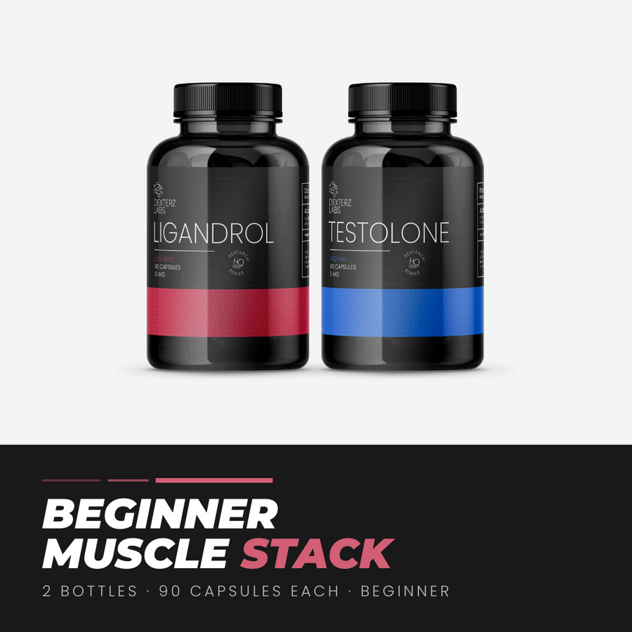 Dexterz Labs Beginner Muscle Stack, stack bottles with labels (research use only)