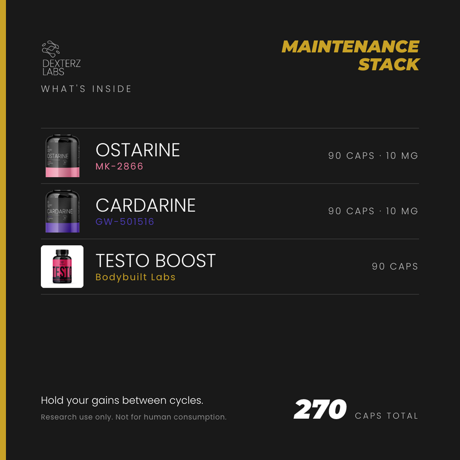 Dexterz Labs Maintenance Stack, specification card (research use only)