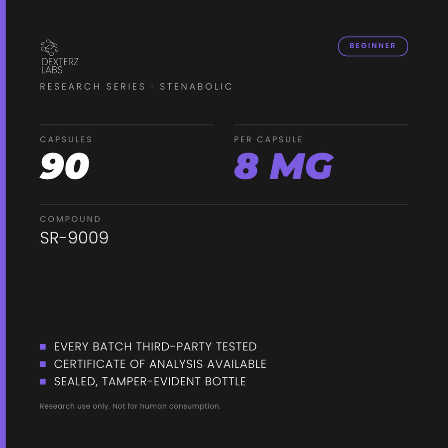 Dexterz Labs Stenabolic SR-9009 8mg 90 Capsules - specification card