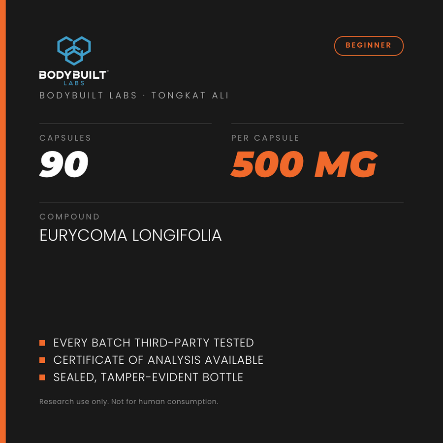 Bodybuilt Labs Tongkat Ali 500mg 90 Capsules - specification card